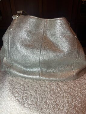 Gilli Metallic Gold Genuine Leather Hobo Shoulder Bag Large Slouchy Handbag